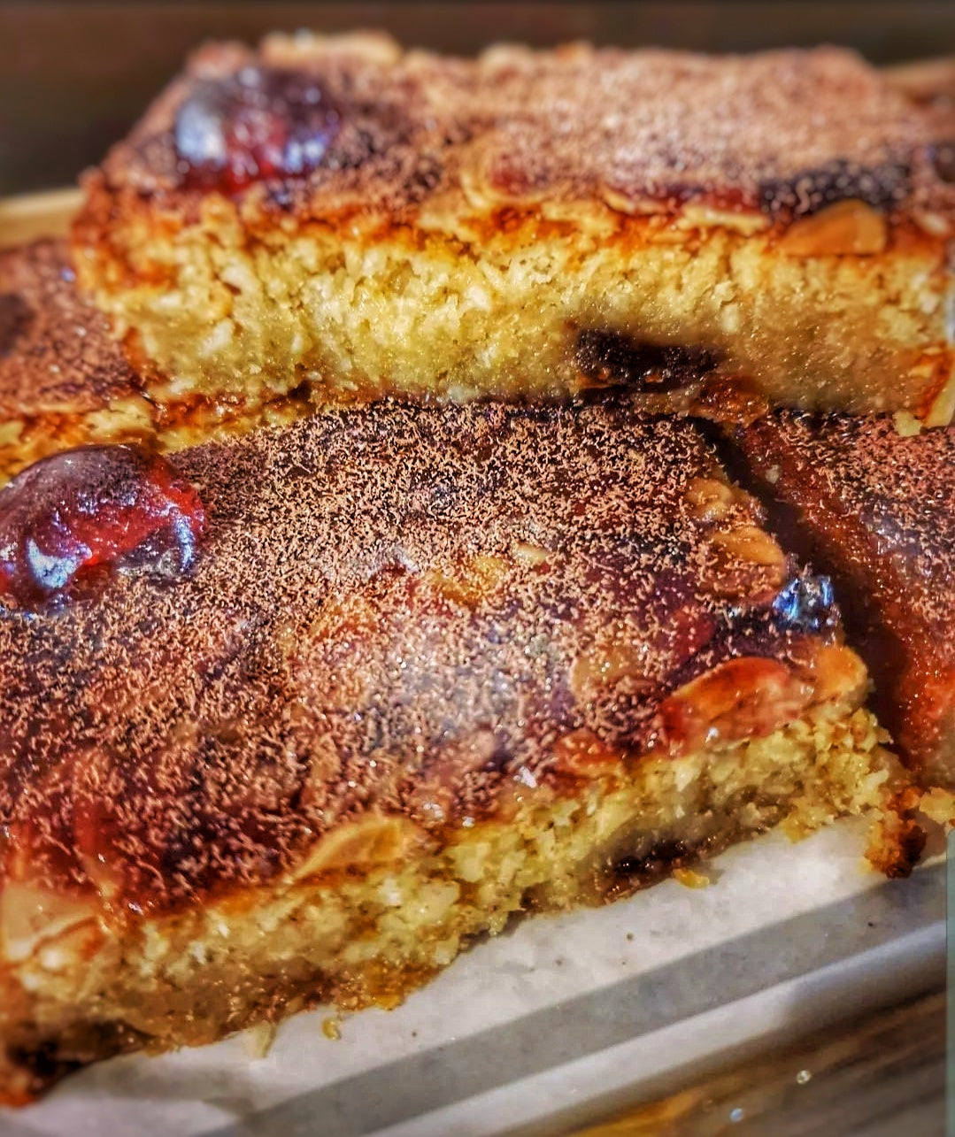 Coconut, Almond and Cherry Traybake Cake (GF)